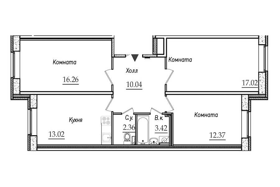 Трехкомнатная квартира в СПб Реновация: площадь 74.49 м2 , этаж: 1 – купить в Санкт-Петербурге
